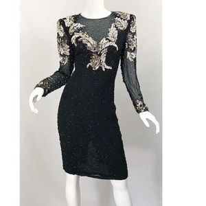 Niteline vintage sequin beaded silk dress size 6